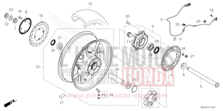 ROUE ARRIERE de CBR1000RR SP SP1 SP2 MAT PEARL MORION BLACK (NHC33) 2024